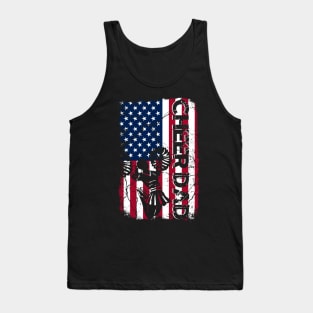 Cheer Dad Vintage American Flag Father Cheerleader Tank Top